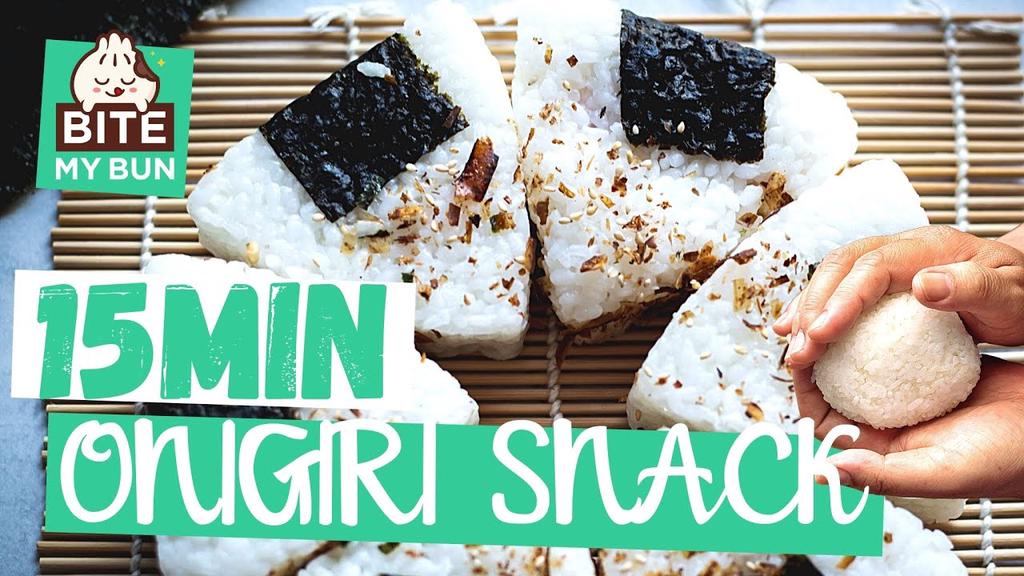 'Video thumbnail for EASY 15 MIN ONIGIRI SNACK: how to make an Onigiri Salmon & Ume plum Japanese rice balls recipe'