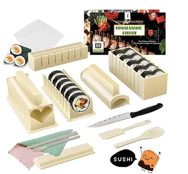 SushiQuik, Sushi Making Kit, BEST Sushi Kit for Beginners  and Kids, FULL Kit Includes Rice Spreading Training Frame, Sushi Rolling  Kit
